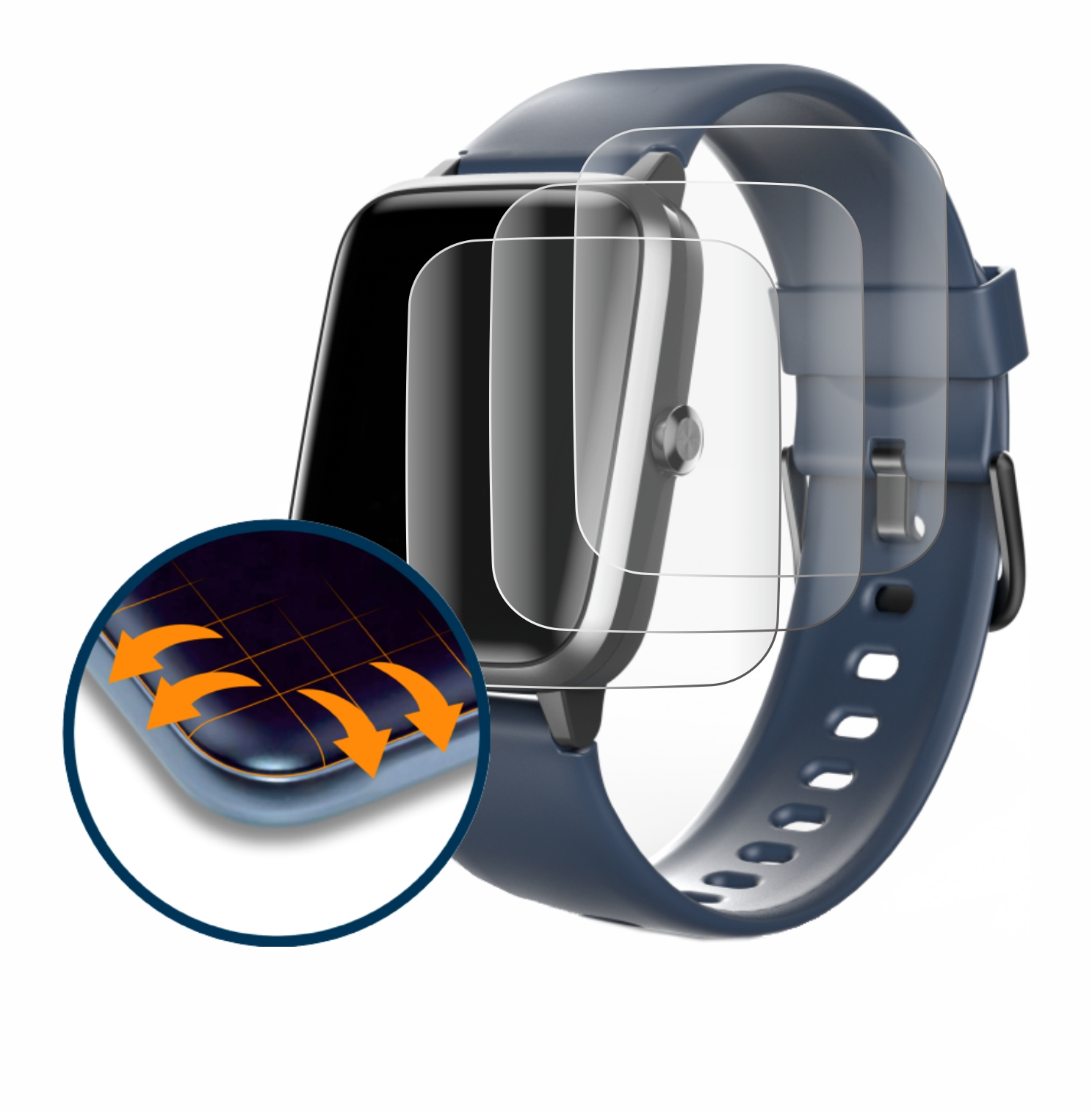 SAVVIES 4x 4900) Curved Full-Cover Watch 3D Schutzfolie(für Hama Fit Flex