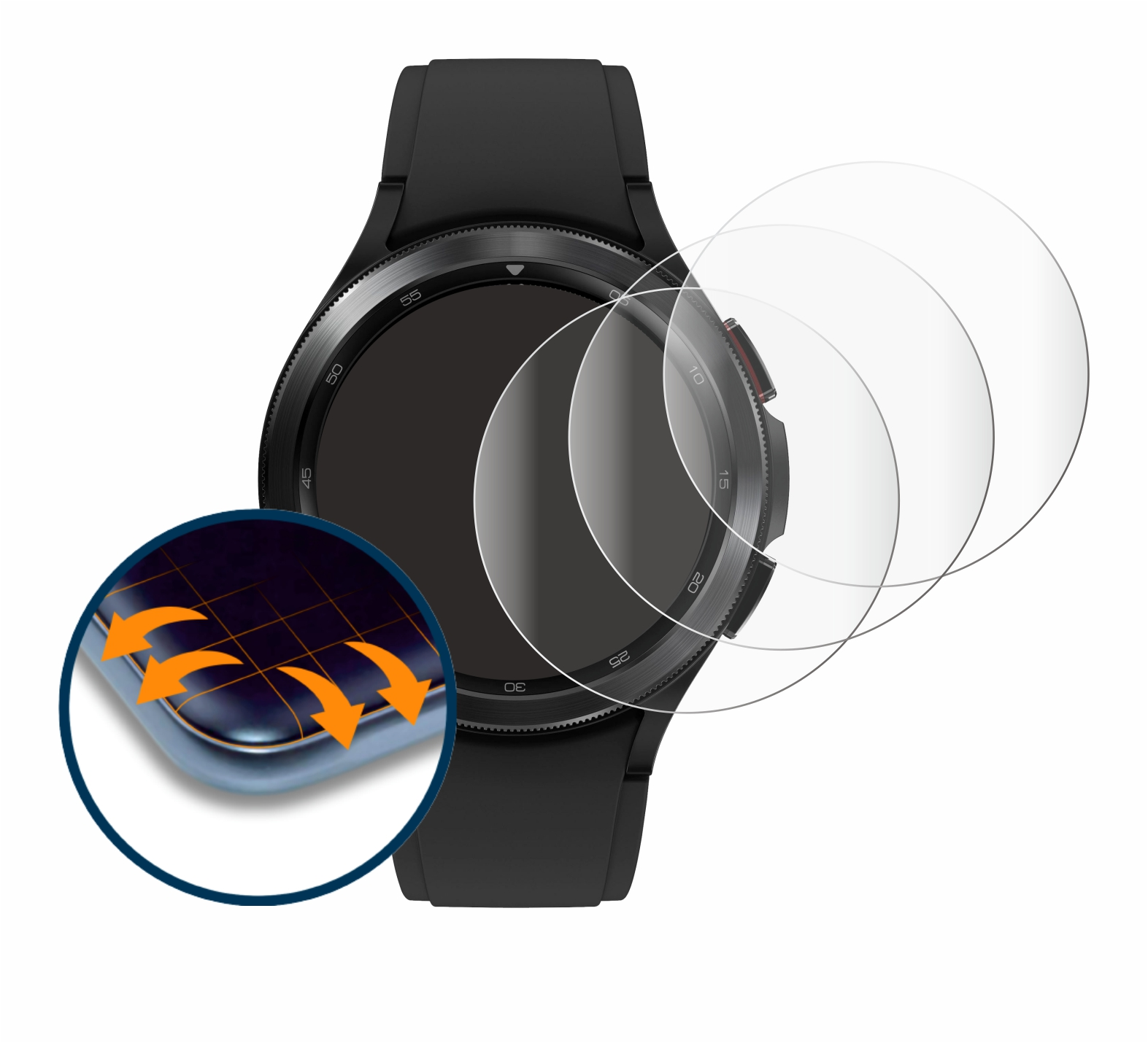 4 (46mm)) Flex Classic Watch 4x Galaxy SAVVIES 3D Samsung Curved Full-Cover Schutzfolie(für