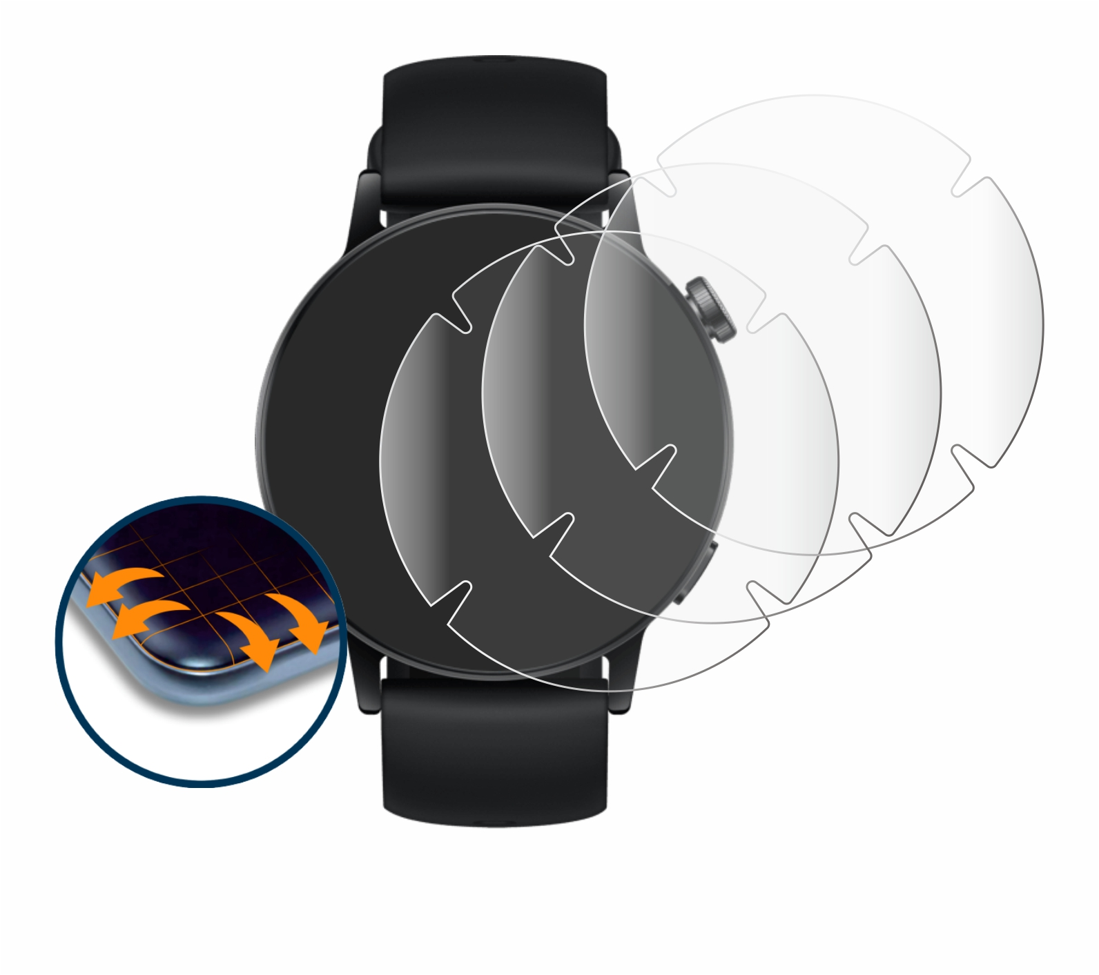 4x Schutzfolie(für mm)) GT Watch 3D 3 (42 SAVVIES Curved Flex Huawei Full-Cover