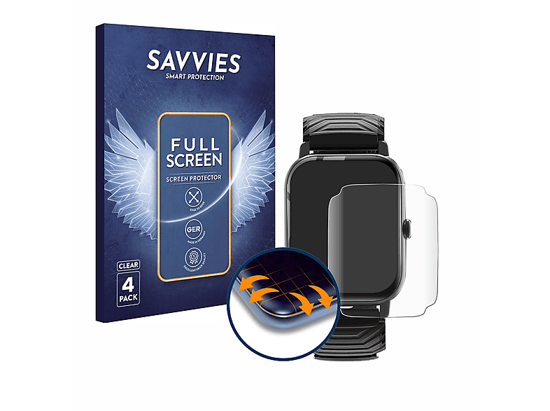SAVVIES 4x Flex Full-Cover 3D Curved Schutzfolie(für Ddidbi P66E 1.85\