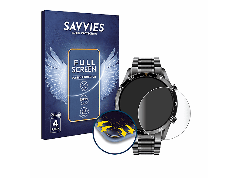 SAVVIES 4x 3D AS0290A) Flex LIGE Curved Schutzfolie(für Full-Cover