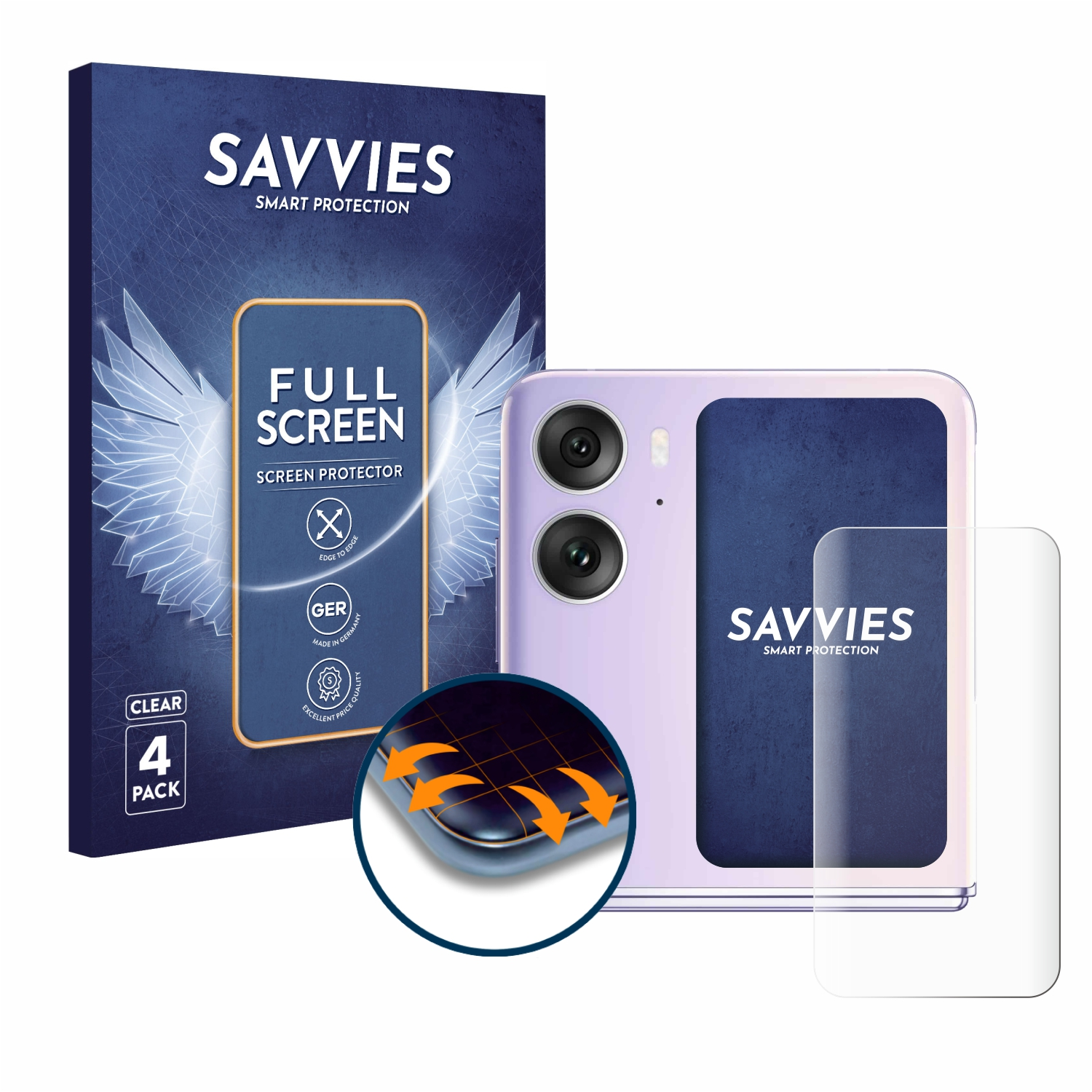 Curved SAVVIES N2 Find Full-Cover Schutzfolie(für Flex 4x Flip) 3D Oppo