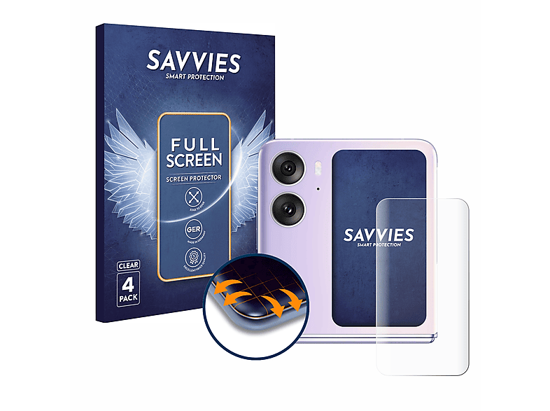 SAVVIES 4x Flex Full-Cover 3D Curved Schutzfolie(für Oppo Find N2 Flip)