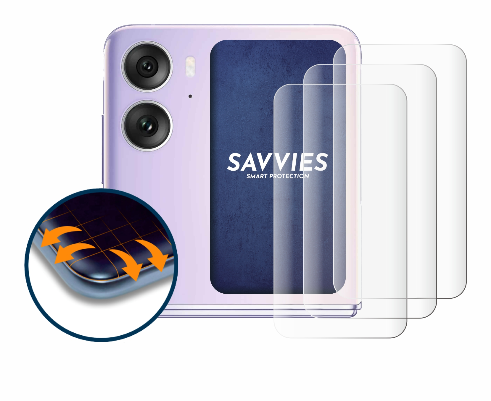 Curved SAVVIES N2 Find Full-Cover Schutzfolie(für Flex 4x Flip) 3D Oppo