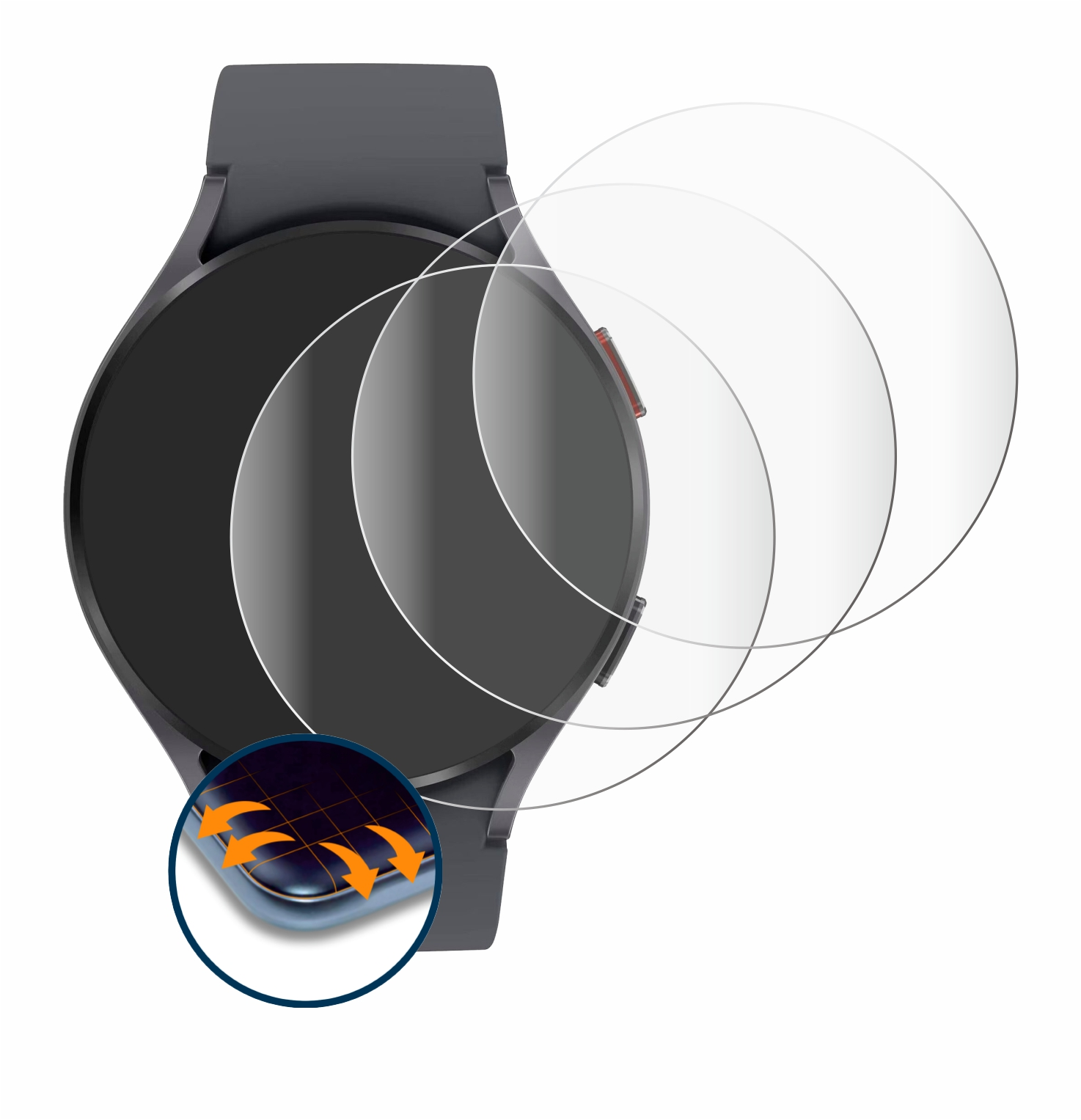 SAVVIES 4x Flex Full-Cover 3D Watch Schutzfolie(für 5 Curved Samsung Galaxy (44mm))