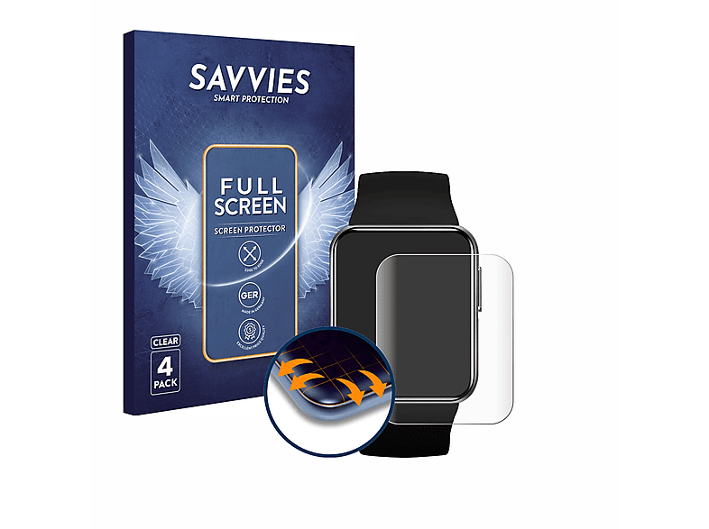 SAVVIES 4x Flex Full-Cover 3D Curved Schutzfolie(für GRV N29) | Smartwatch Schutzfolien & Gläser