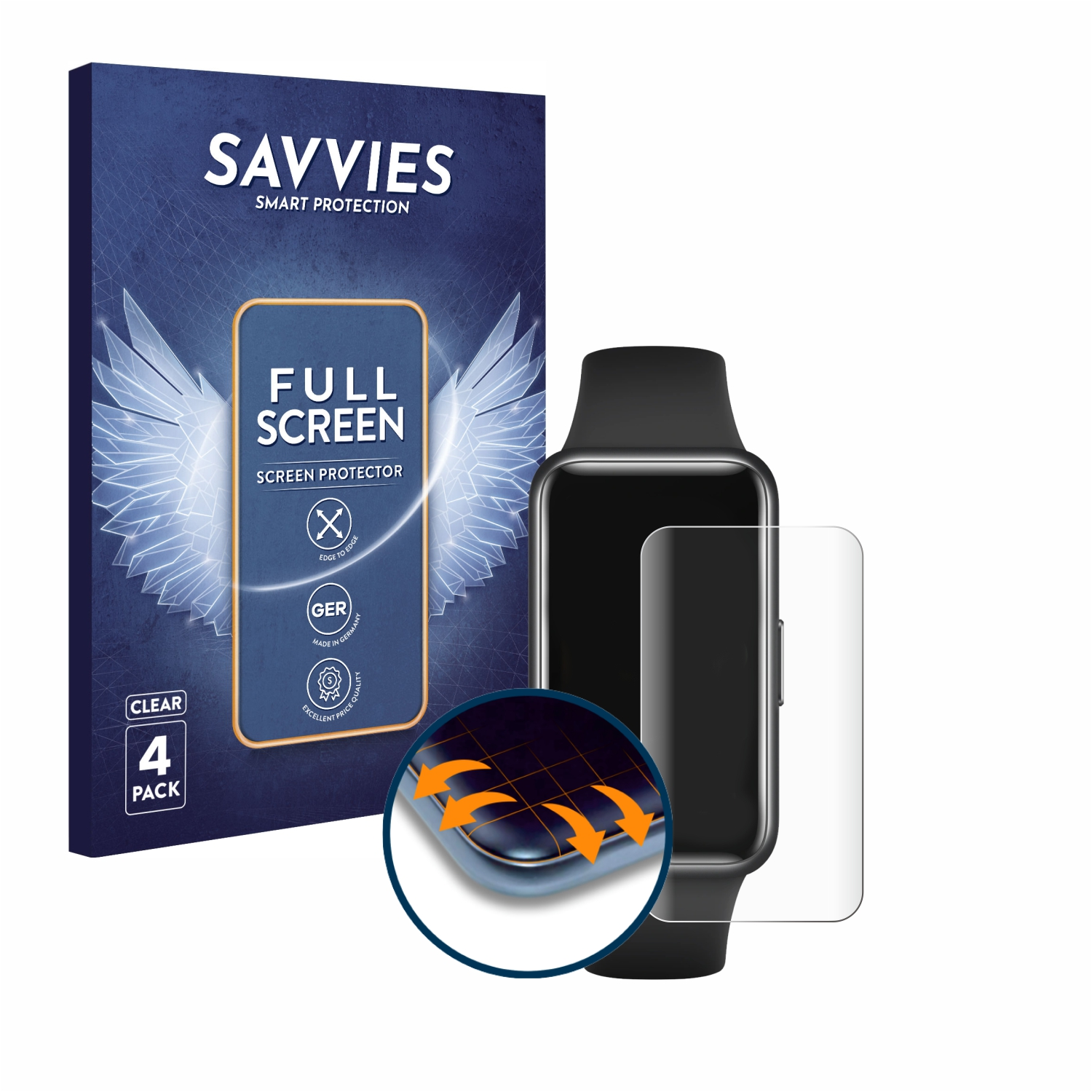 3D Band Schutzfolie(für SAVVIES Curved Flex Huawei 7) Full-Cover 4x