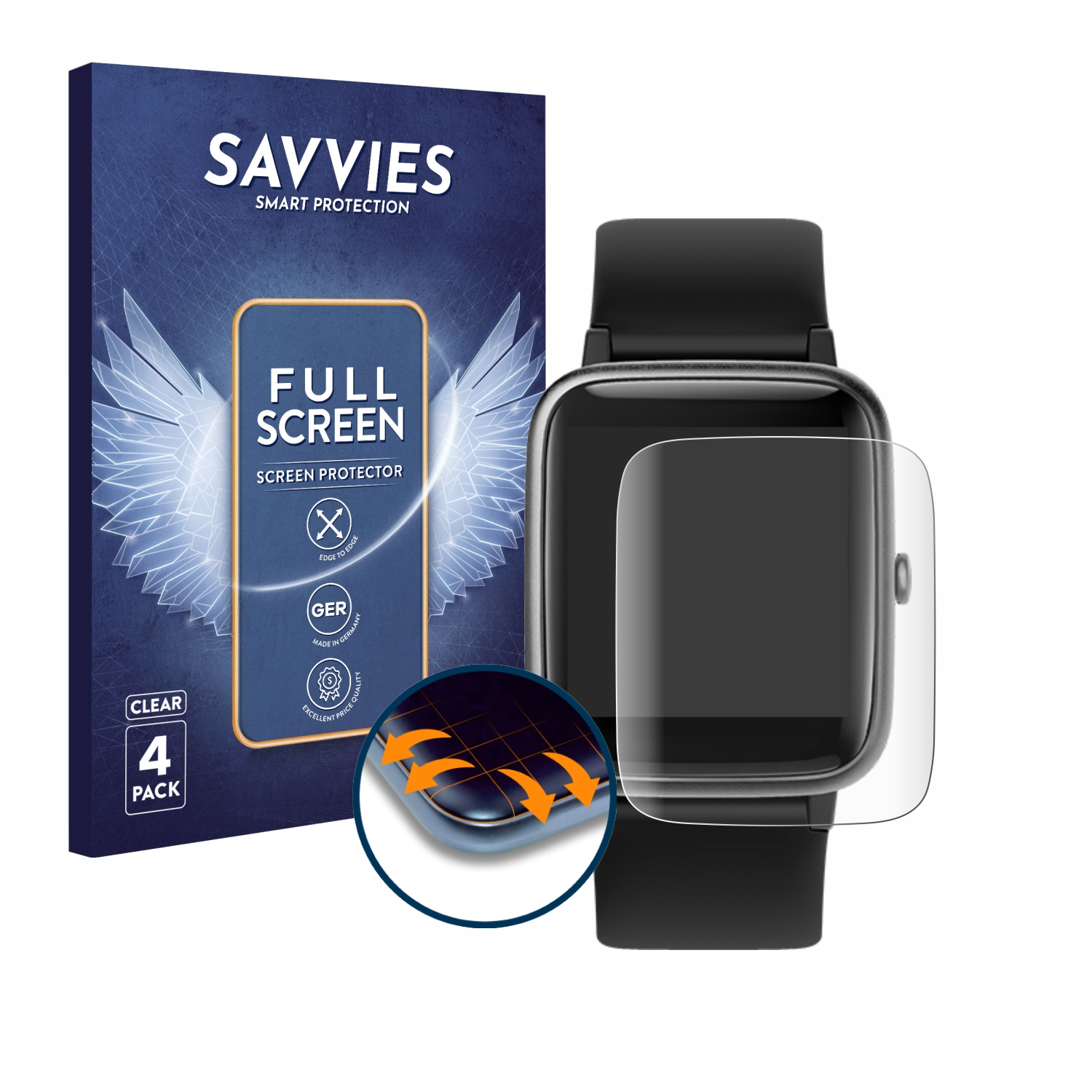 SAVVIES 4x Flex Full-Cover 3D Schutzfolie(für Curved SW021) Willful