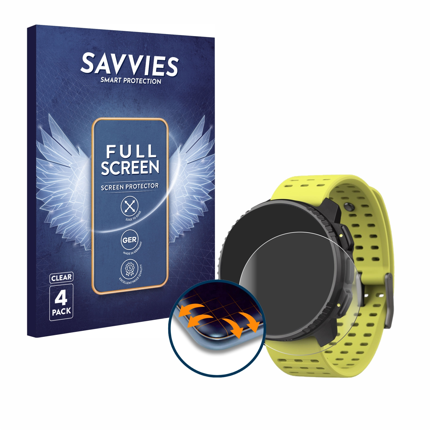 SAVVIES Full-Cover 3D Schutzfolie(für Curved 4x Vertical) Flex Suunto