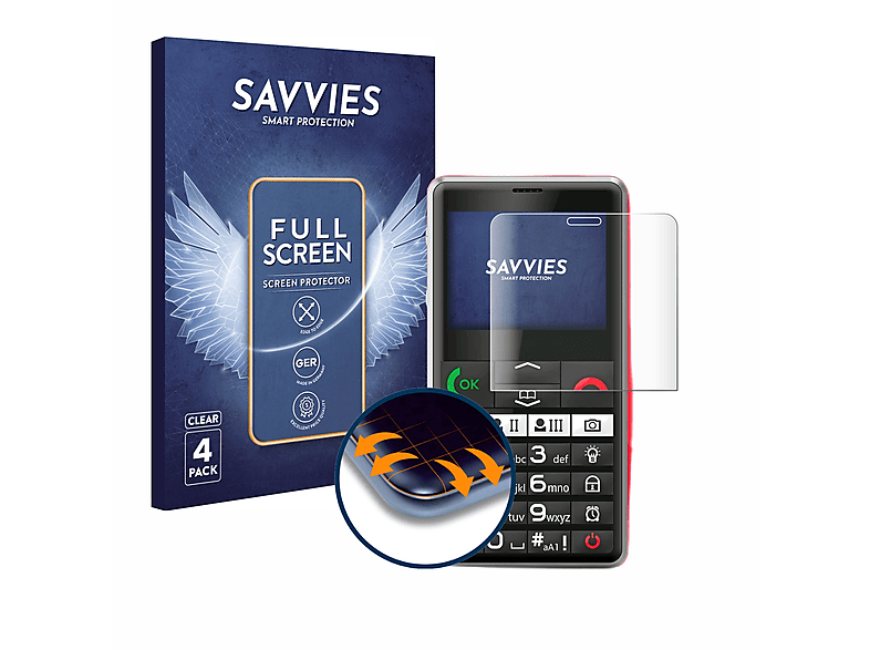 SAVVIES 4x Flex Emporia Curved LTE) Pure Full-Cover 3D Schutzfolie(für