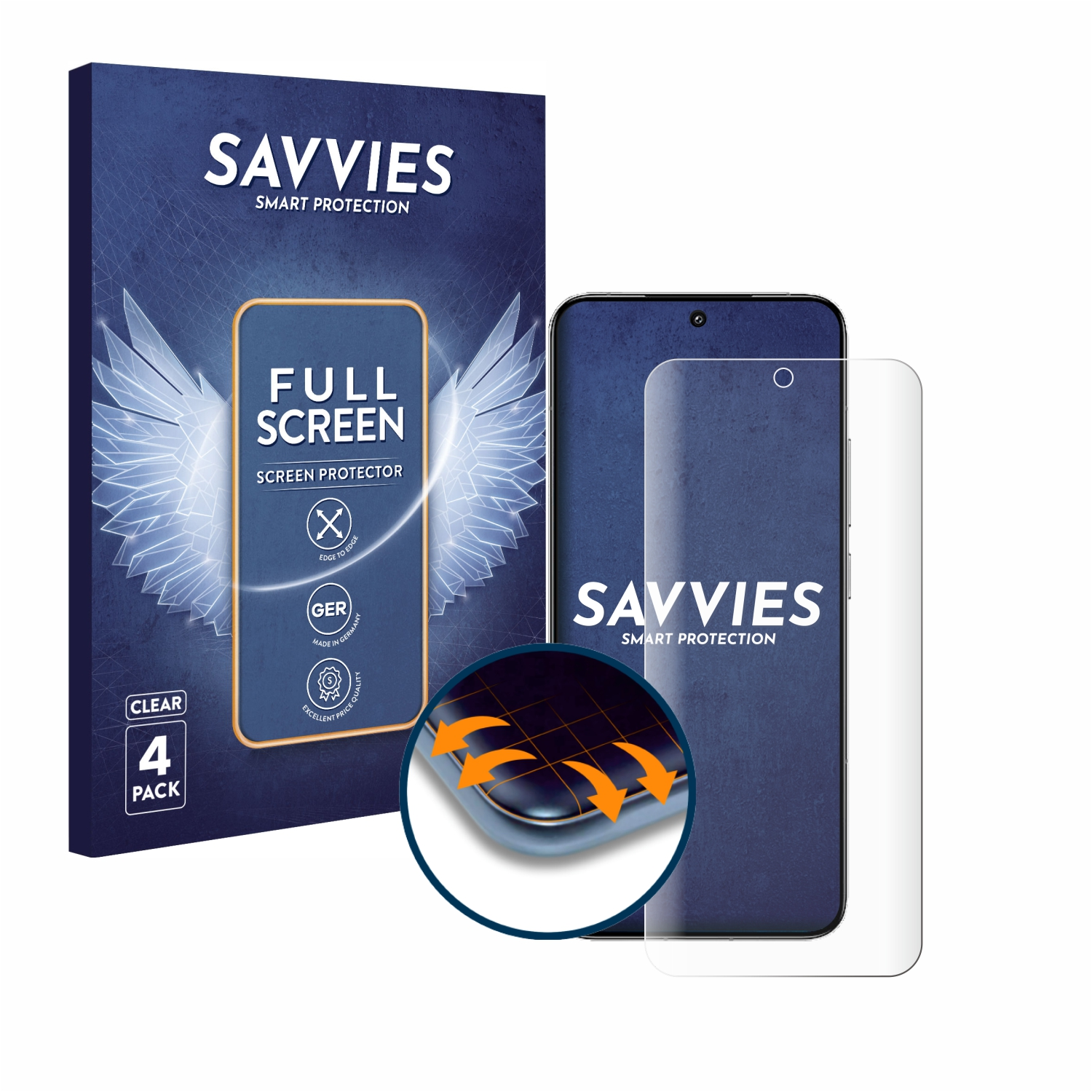 SAVVIES 4x Flex Full-Cover 3D Schutzfolie(für Xiaomi 14) Curved