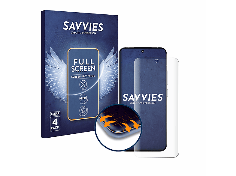 SAVVIES 4x Flex Full-Cover Curved Xiaomi Schutzfolie(für 3D 14)
