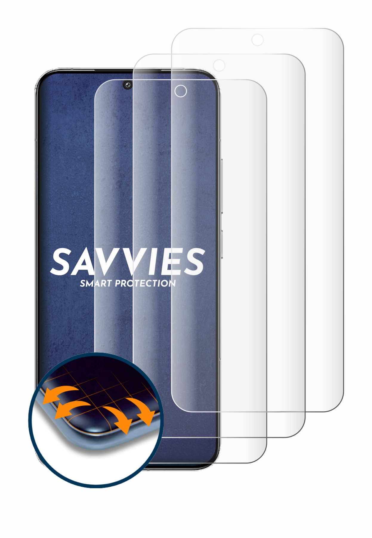 SAVVIES 4x Flex Full-Cover 3D Schutzfolie(für Xiaomi 14) Curved