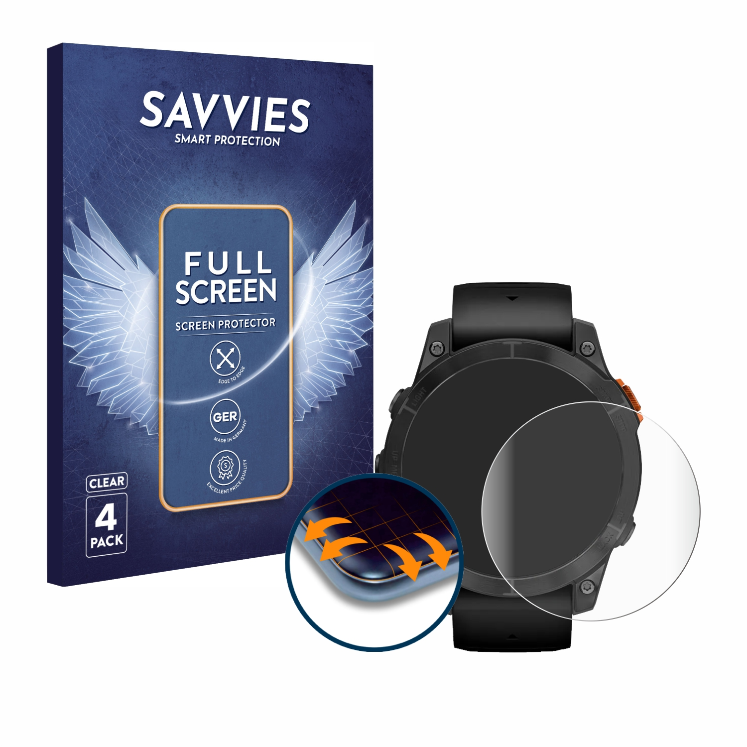 Solar Garmin Curved 4x Full-Cover SAVVIES mm)) Flex Fenix Pro (47 7 3D Schutzfolie(für