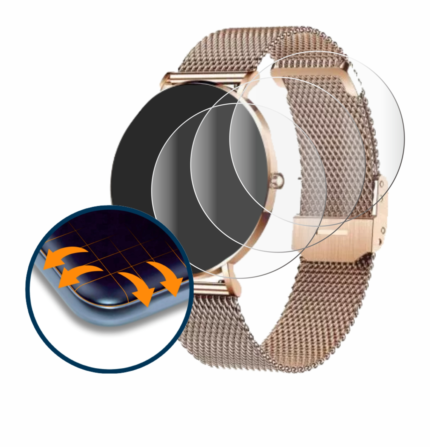 Xcoast X-Watch 2) Full-Cover Flex SAVVIES 3D 4x Curved Schutzfolie(für Siona