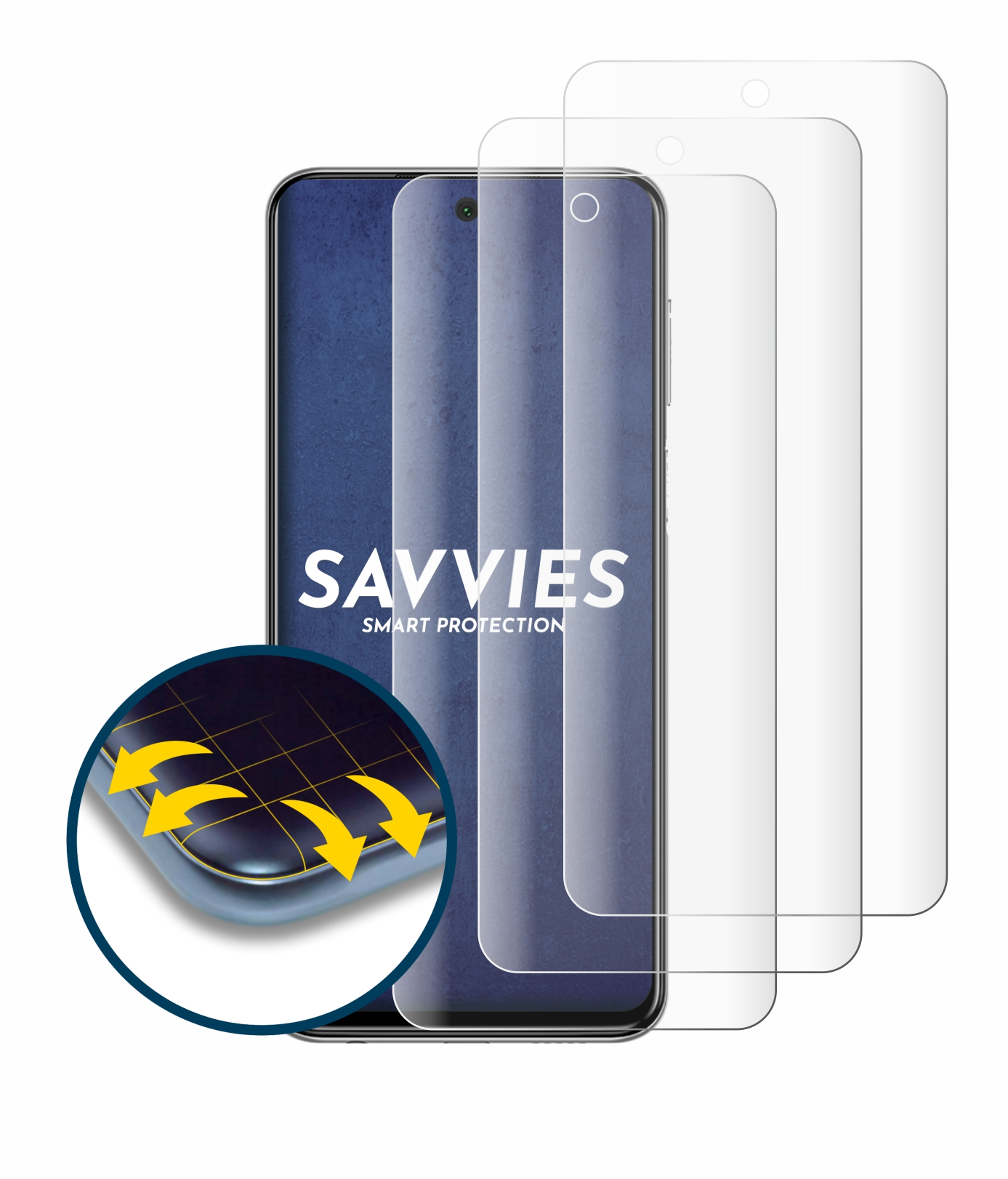 SAVVIES 4x Flex Schutzfolie(für Pro) Full-Cover Curved Xiaomi 9 Note 3D Redmi