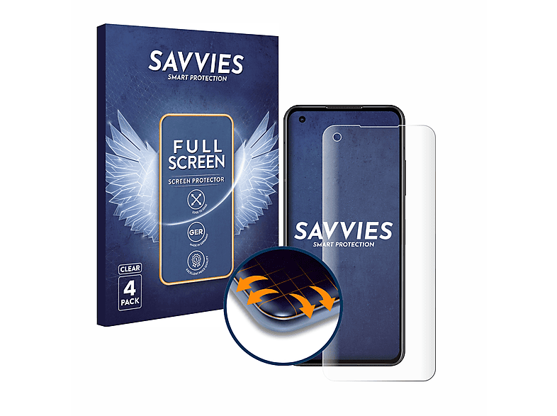 SAVVIES Schutzfolie(für Curved Flex ASUS 4x ZenFone Full-Cover 10) 3D