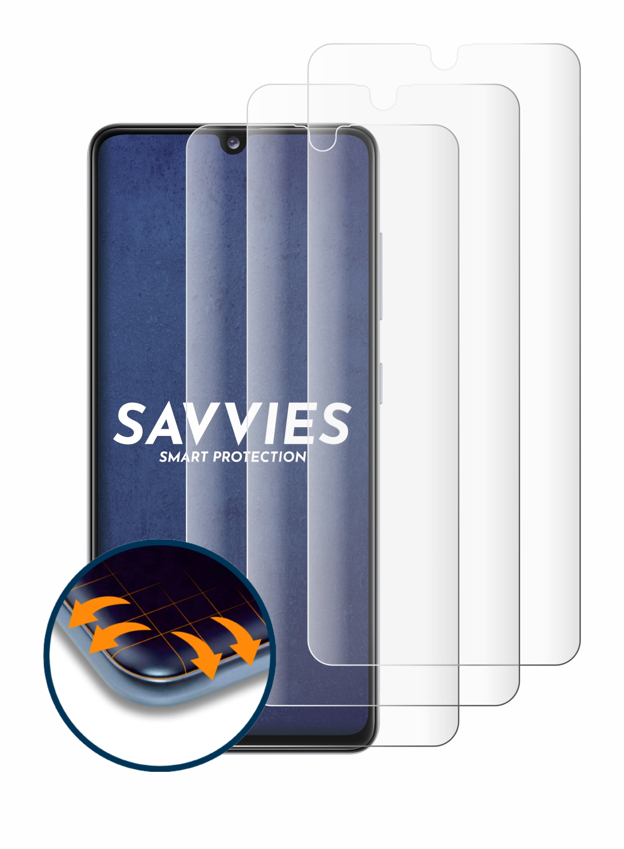 SAVVIES 4x Schutzfolie(für Galaxy Samsung Curved Flex 3D A41) Full-Cover
