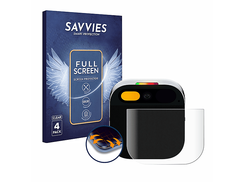 SAVVIES 4x Flex Full-Cover 3D Curved Schutzfolie(für Humane Ai Pin (Touch Trackpad))