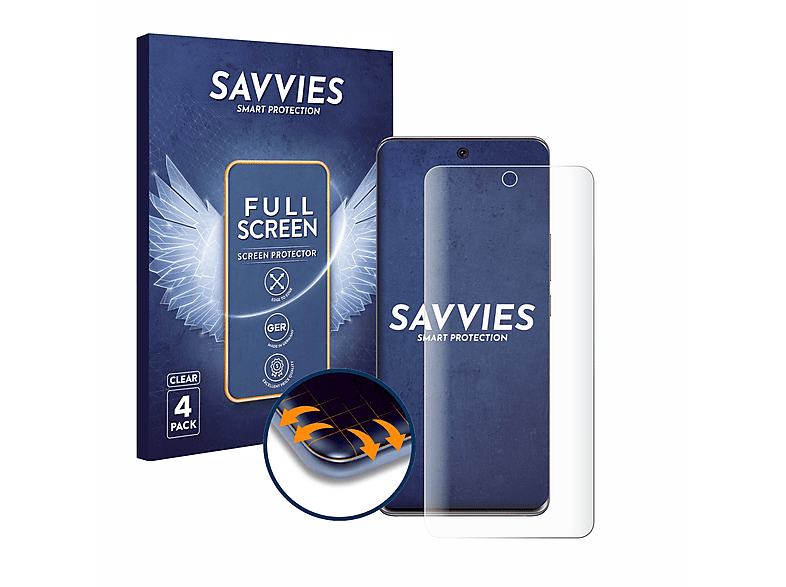 SAVVIES 4x Flex Full-Cover 3D Curved Schutzfolie(für Honor 50)