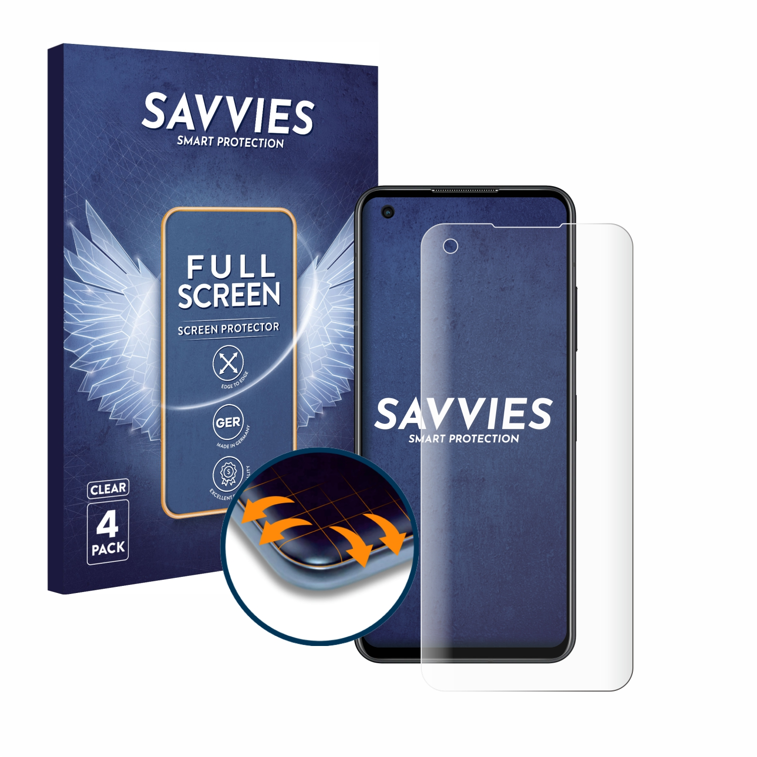 Flex 3D 9) 4x ZenFone Curved ASUS SAVVIES Schutzfolie(für Full-Cover