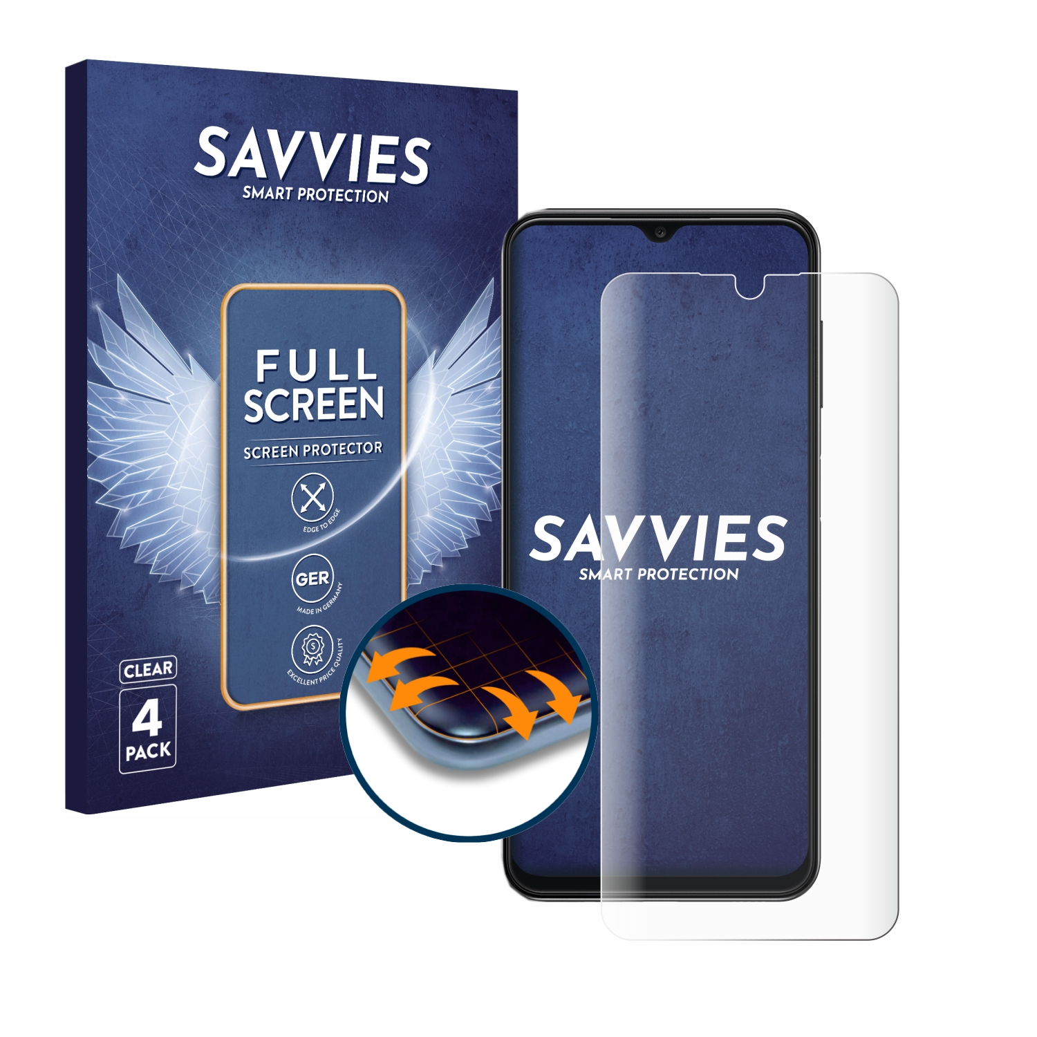 2.0) A13 Flex 4x Full-Cover Schutzfolie(für SAVVIES 3D Samsung Curved Galaxy