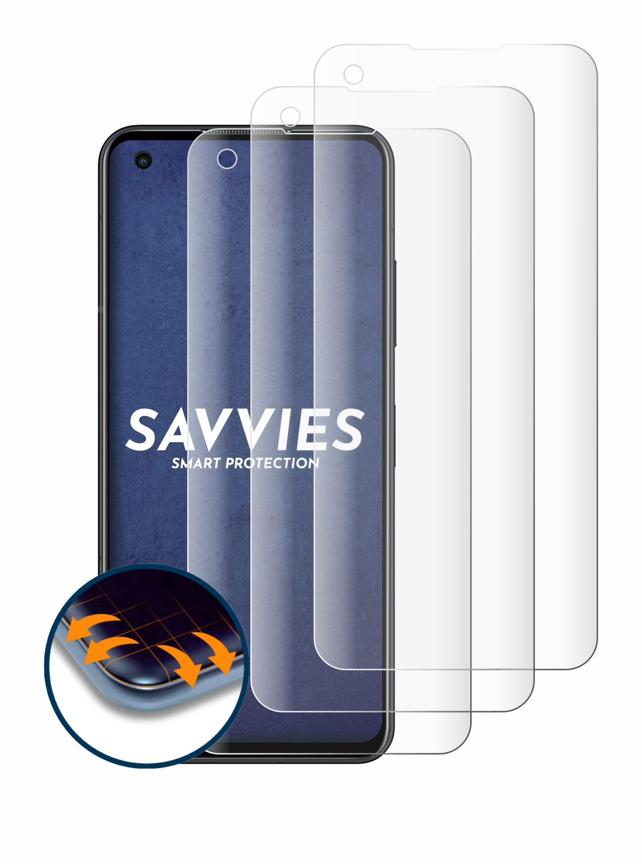 Flex 3D 9) 4x ZenFone Curved ASUS SAVVIES Schutzfolie(für Full-Cover