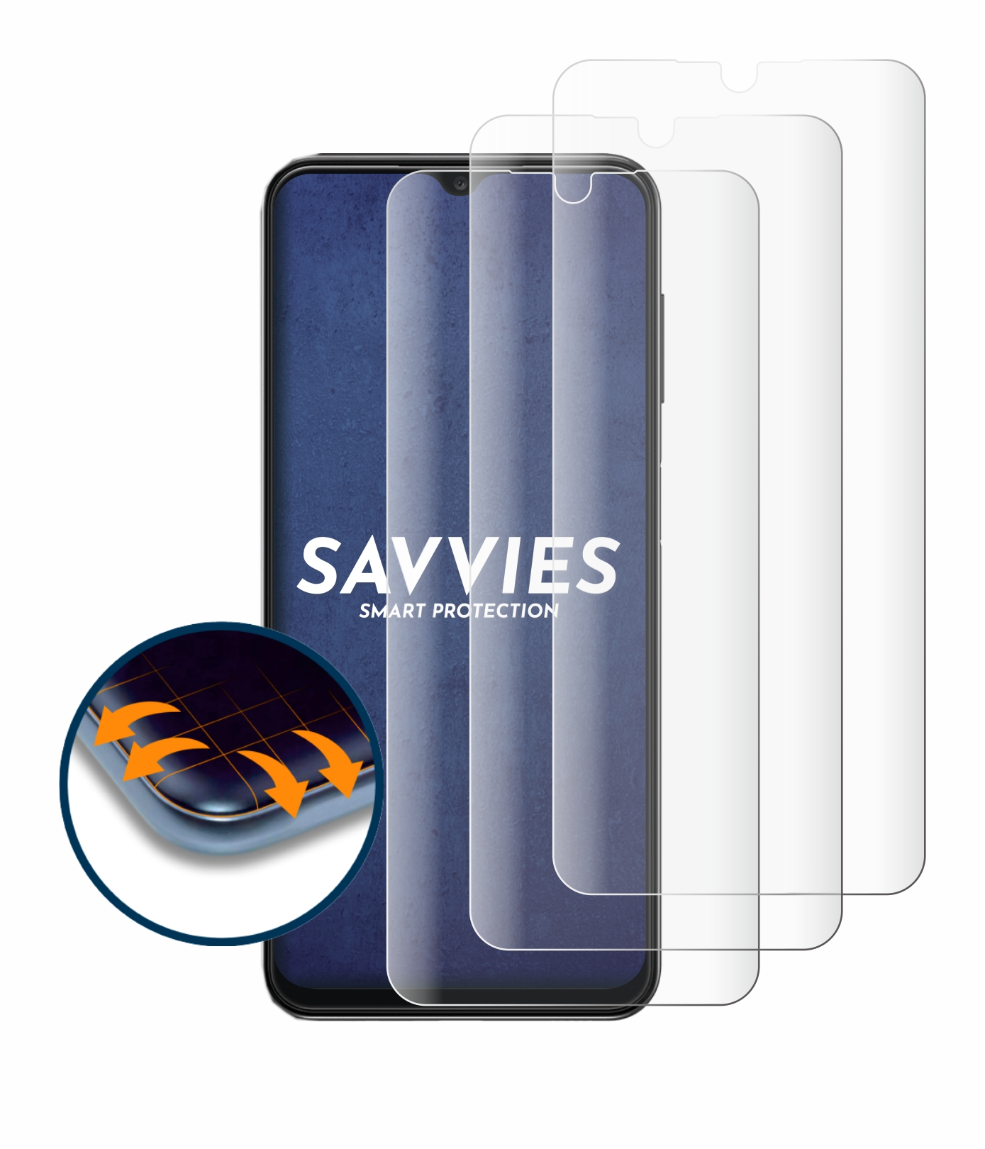 2.0) A13 Flex 4x Full-Cover Schutzfolie(für SAVVIES 3D Samsung Curved Galaxy