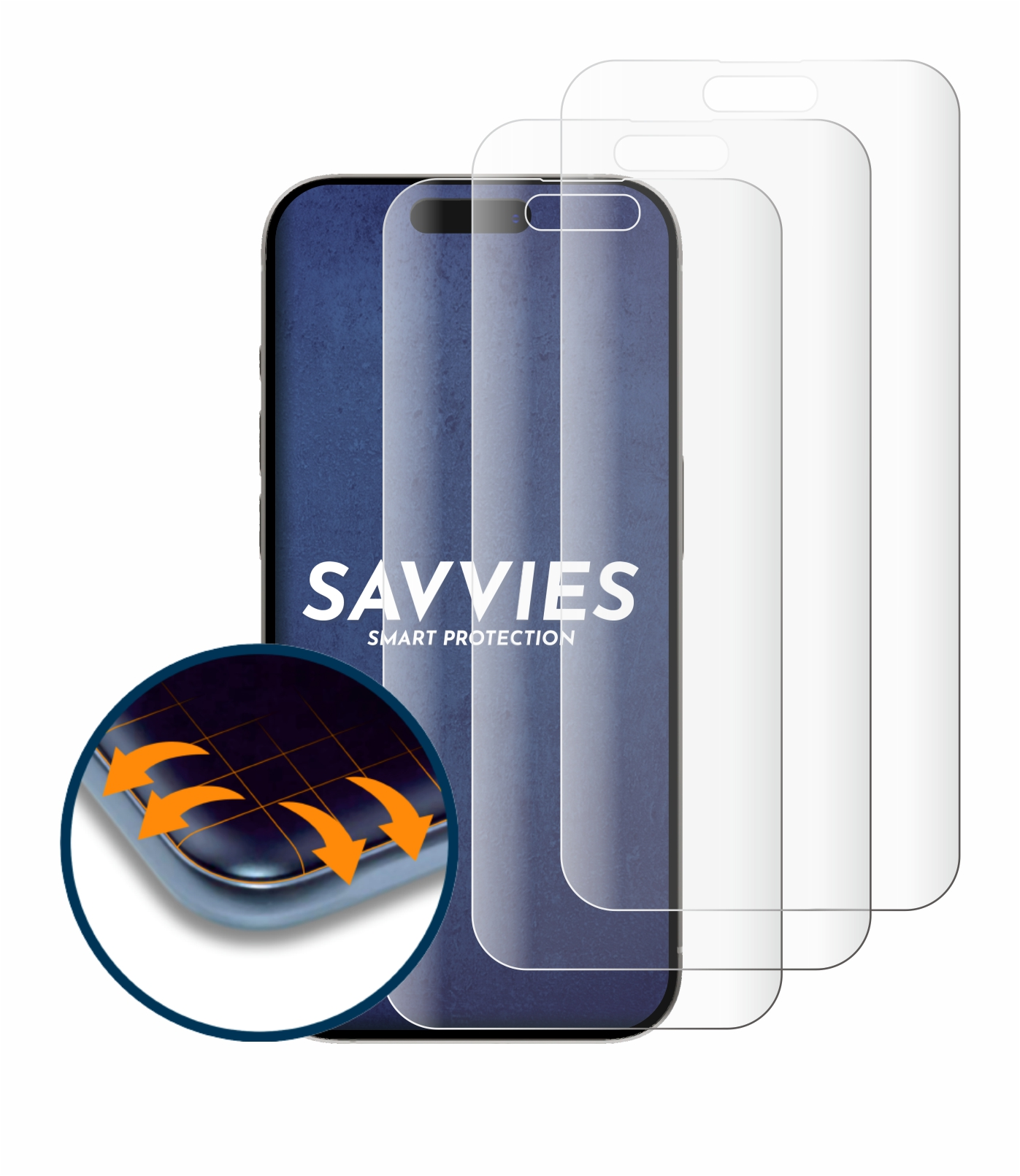 Schutzfolie(für Max) Pro SAVVIES iPhone Curved 3D Full-Cover 4x Apple 15 Flex