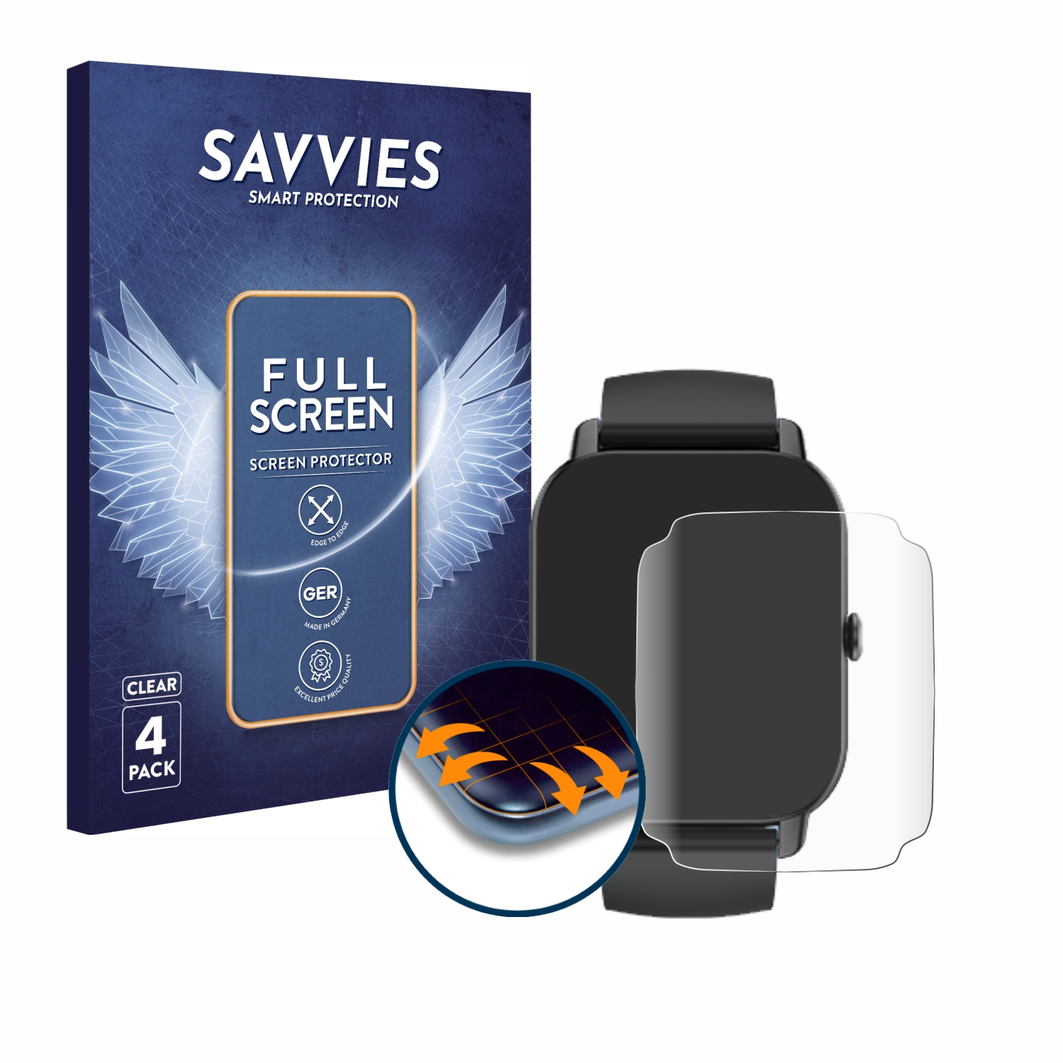 SAVVIES 4x Flex Full-Cover Curved Schutzfolie(für Aptkdoe P66D (1,85\