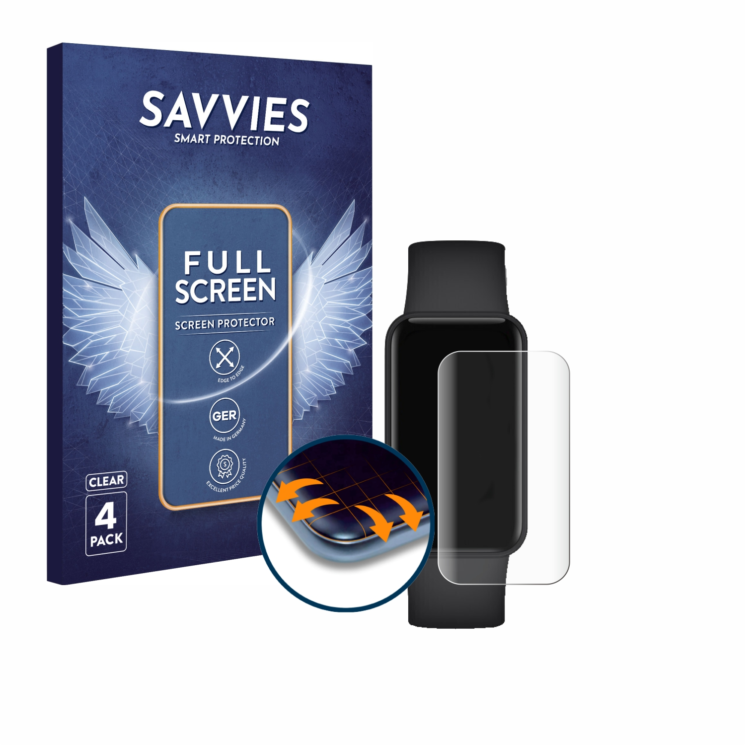 Band SAVVIES Full-Cover Flex Smart Schutzfolie(für 4x Curved 3D Redmi Xiaomi Pro)
