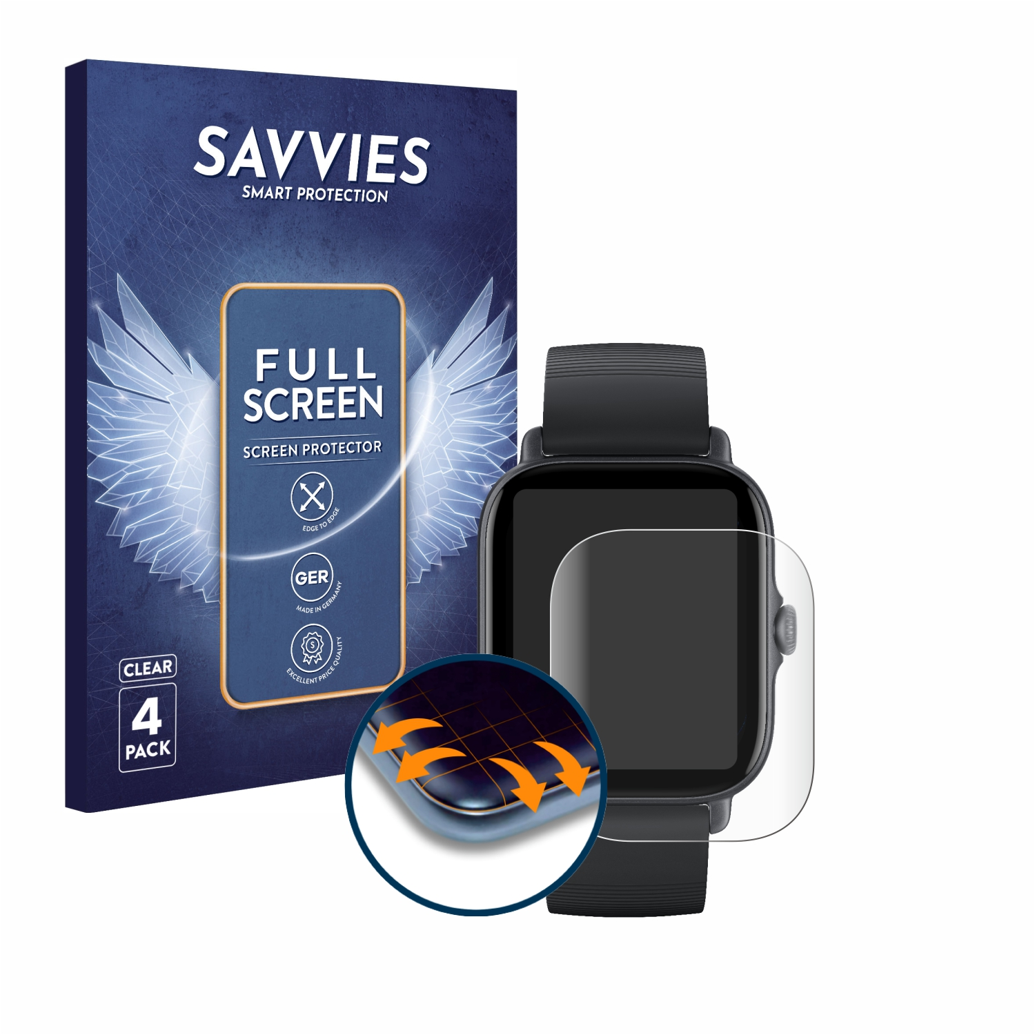 SAVVIES 4x Flex GTS Huami 3) Full-Cover Schutzfolie(für Amazfit Curved 3D