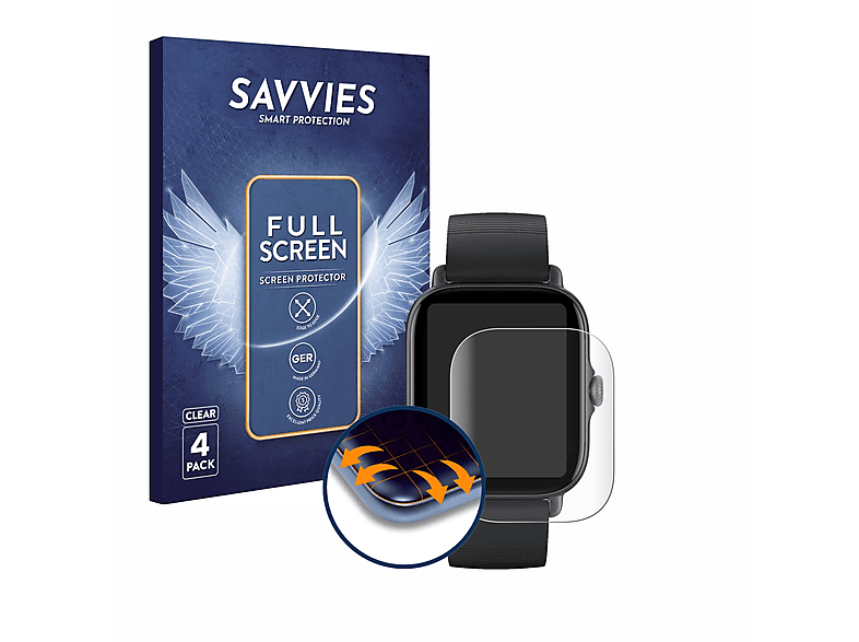 SAVVIES 4x Flex GTS Huami 3) Full-Cover Schutzfolie(für Amazfit Curved 3D