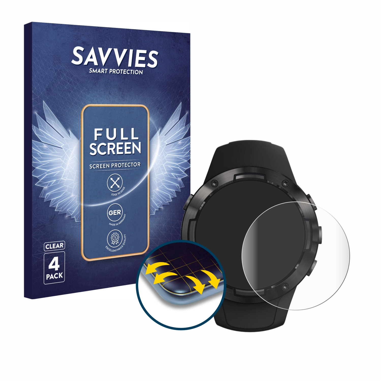 5) Curved Flex 3D Full-Cover SAVVIES 4x Suunto Schutzfolie(für