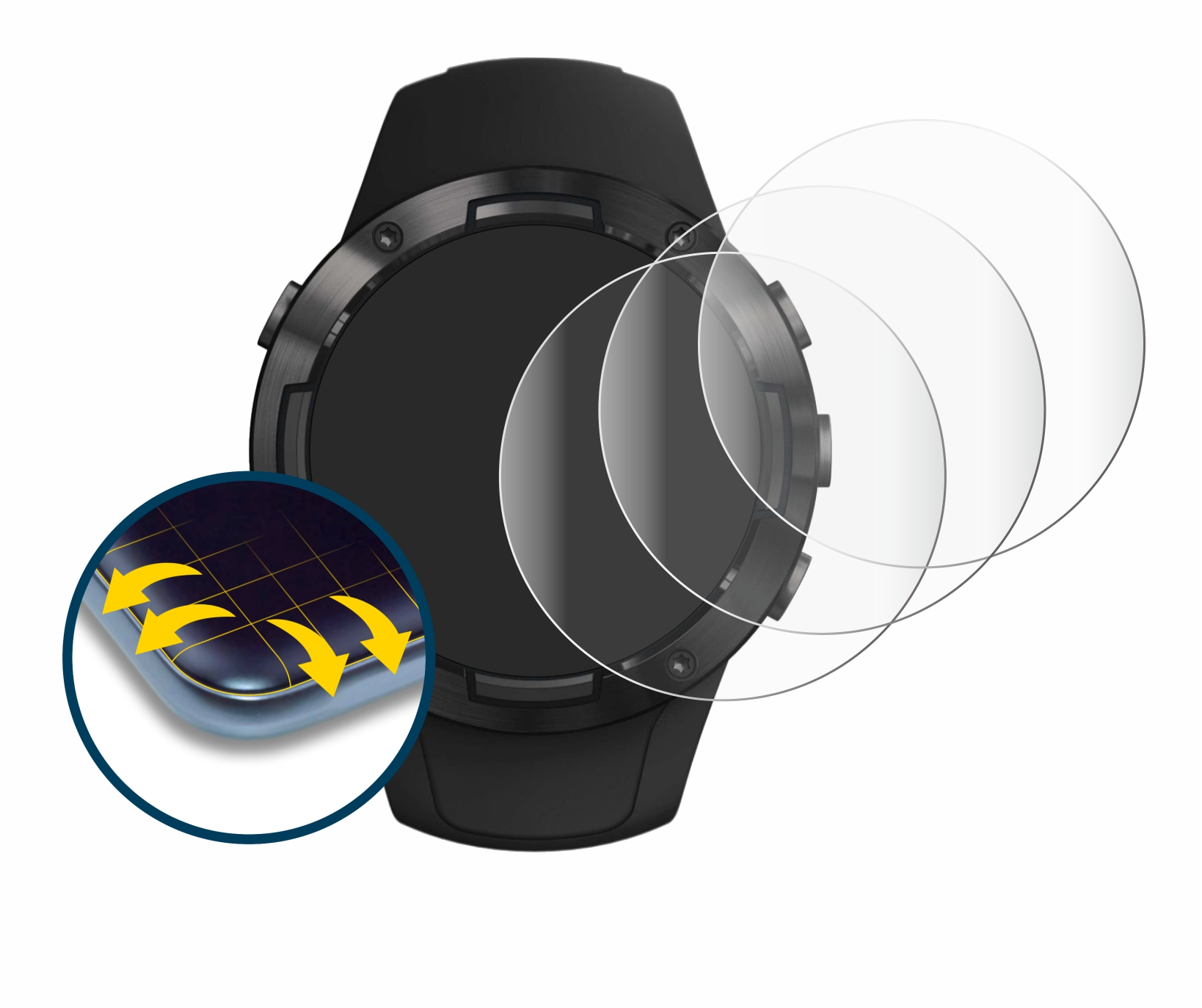 5) Suunto SAVVIES Flex Full-Cover Curved 3D Schutzfolie(für 4x