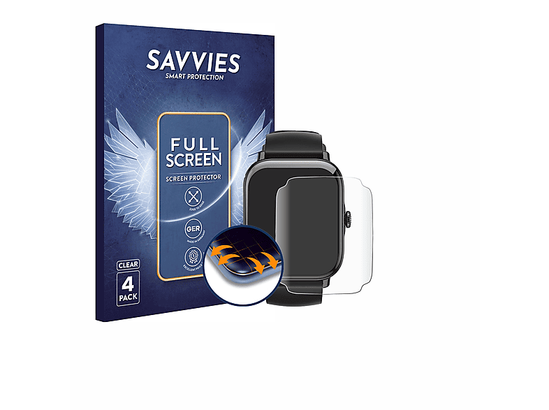 SAVVIES 4x Flex Full-Cover 3D Curved Schutzfolie(für Llkboha P72 1.85\