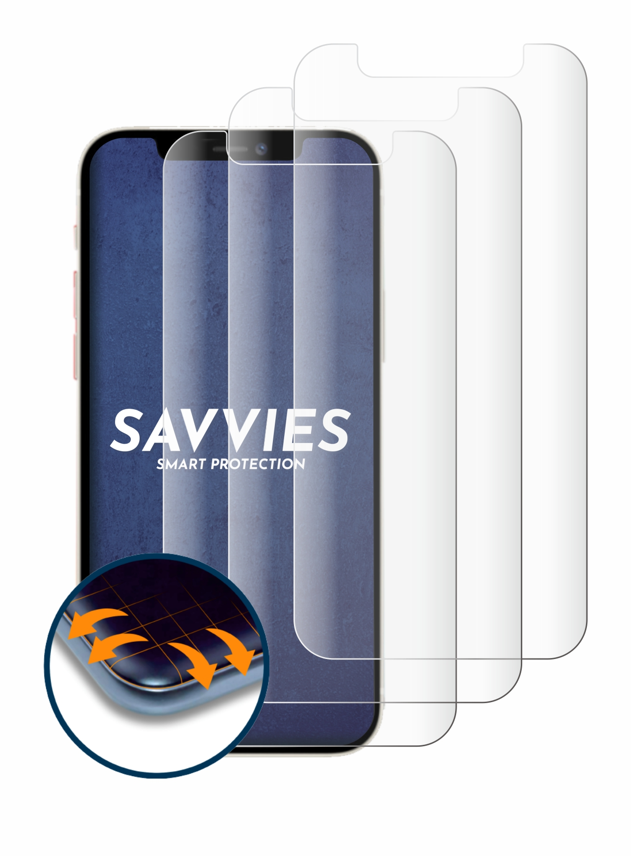 Full-Cover 3D 4x Schutzfolie(für Curved mini) iPhone Flex Apple SAVVIES 12