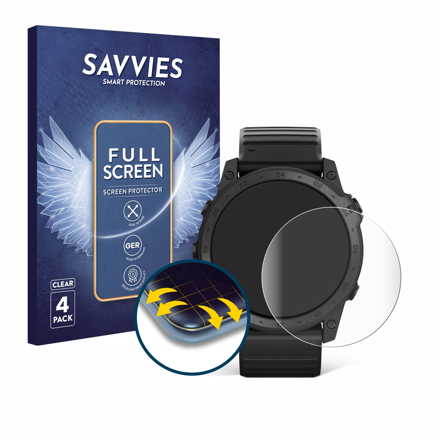 SAVVIES 4x Flex AMOLED) 3D Tactix 7 Schutzfolie(für Curved Full-Cover Garmin