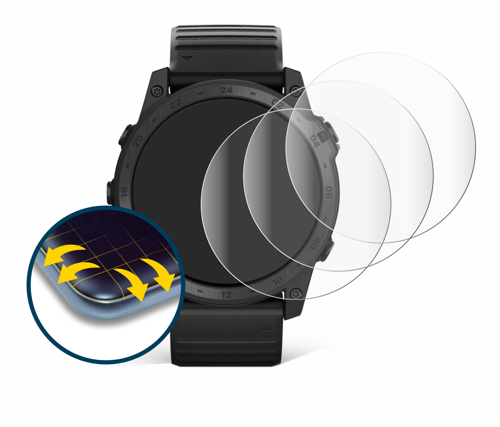 4x AMOLED) Schutzfolie(für Flex SAVVIES Tactix Full-Cover 7 Curved 3D Garmin