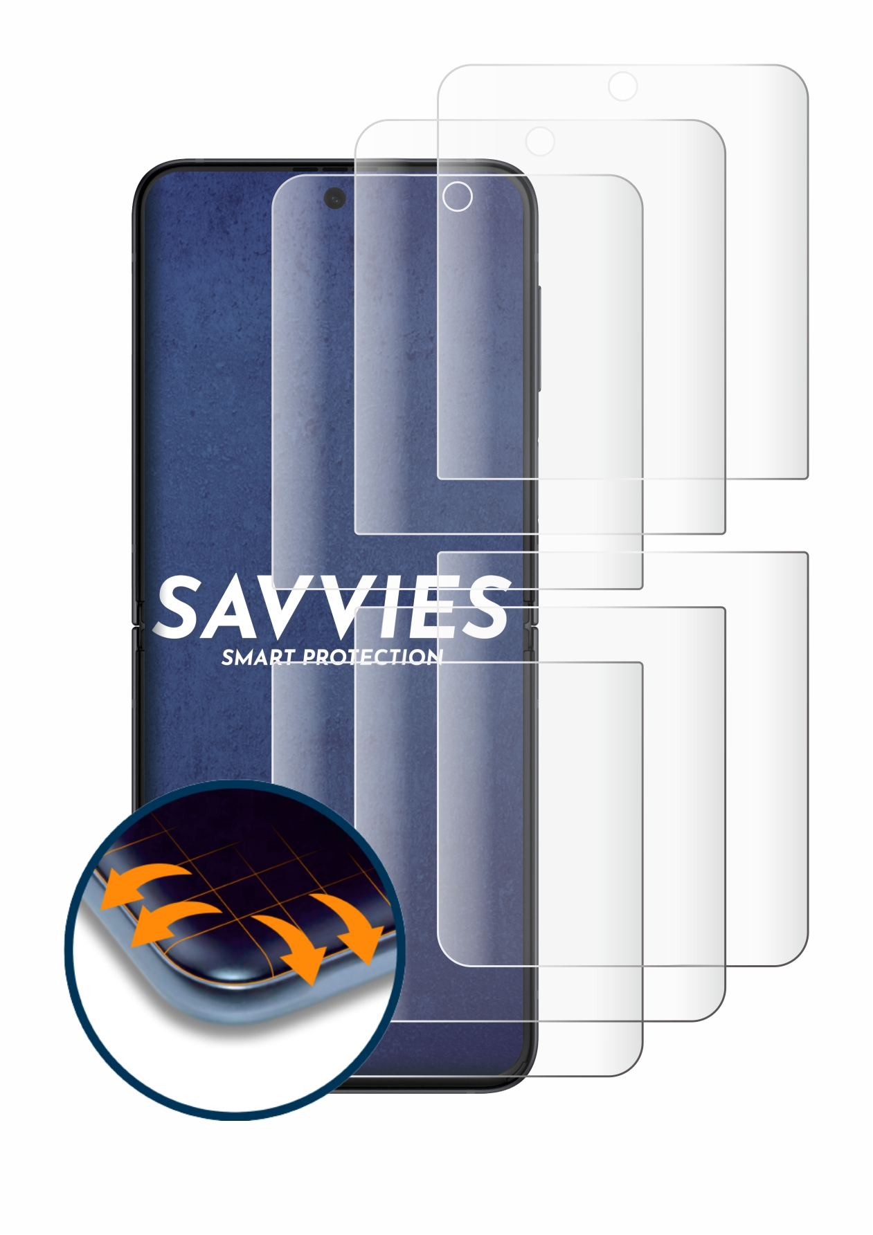 SAVVIES 4x Flex Samsung 5G) Schutzfolie(für 3D 3 Galaxy Flip Z Full-Cover Curved