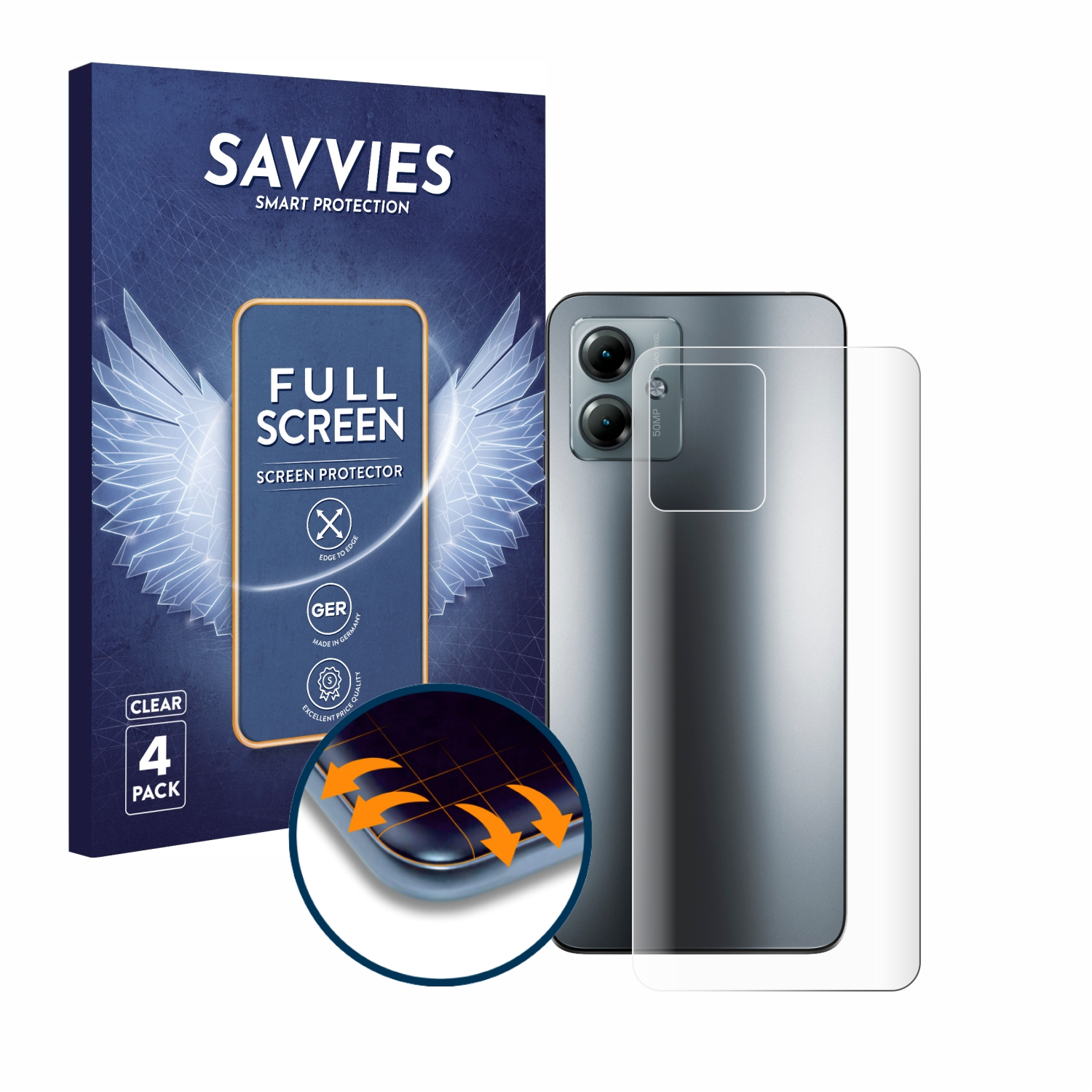 SAVVIES 4x Flex Motorola 3D Schutzfolie(für Curved G14) Full-Cover Moto