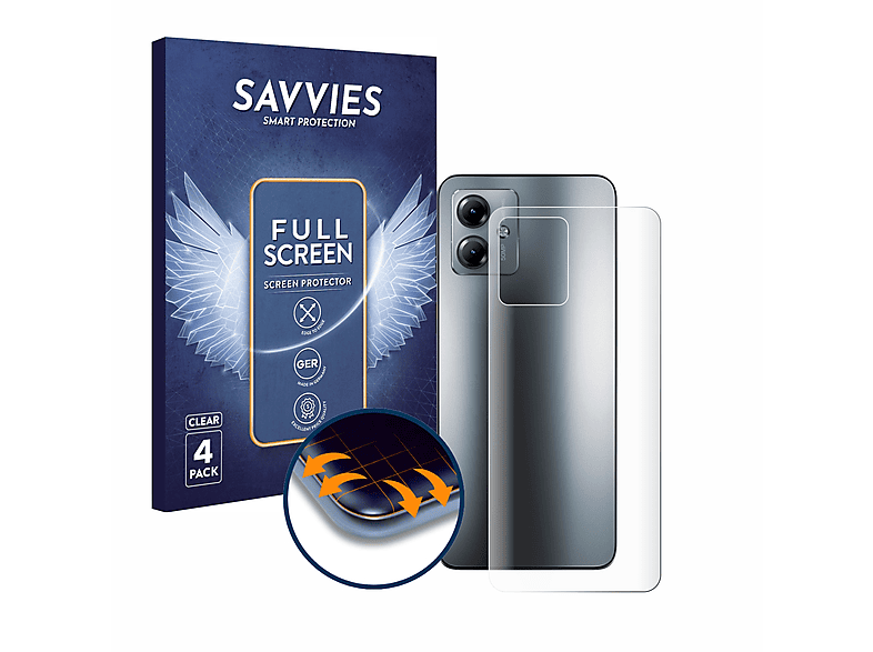 SAVVIES 4x Flex Full-Cover 3D Curved Schutzfolie(für Motorola Moto G14) | Displayschutzfolien & Gläser