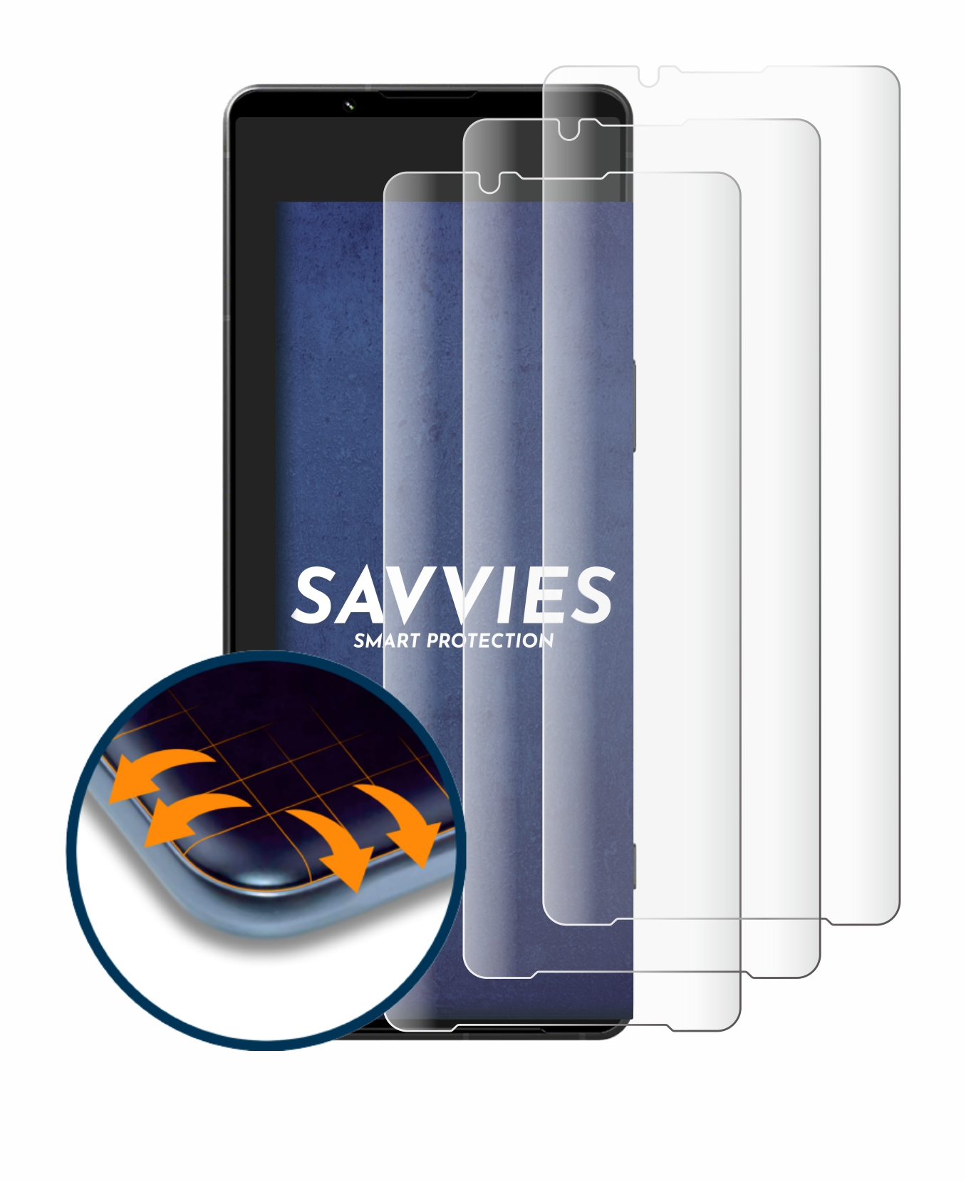 3D SAVVIES Schutzfolie(für 4x V) 1 Xperia Full-Cover Curved Sony Flex