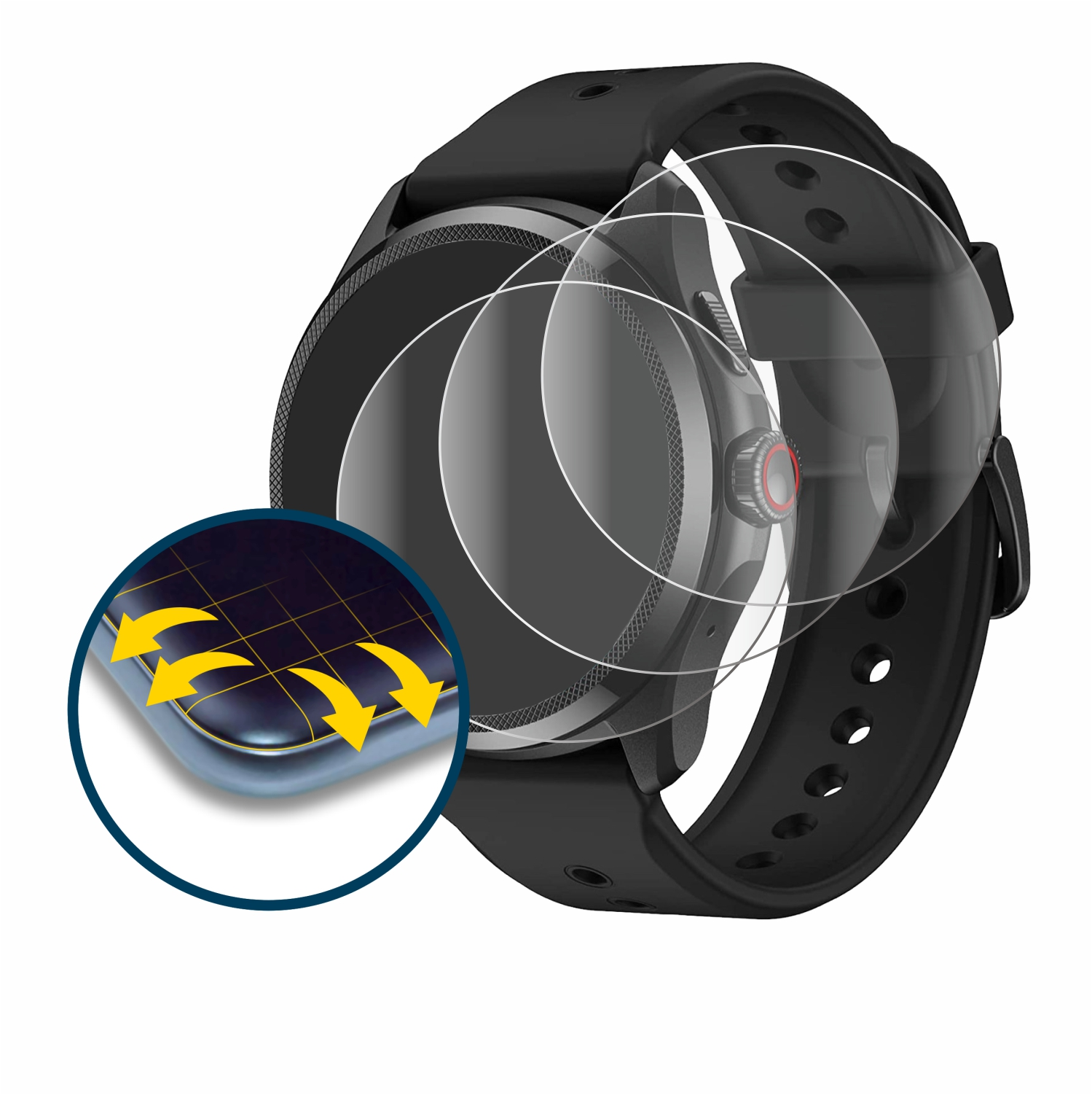 SAVVIES 4x Flex Mobvoi TicWatch Schutzfolie(für Pro 3D Full-Cover Curved 5)