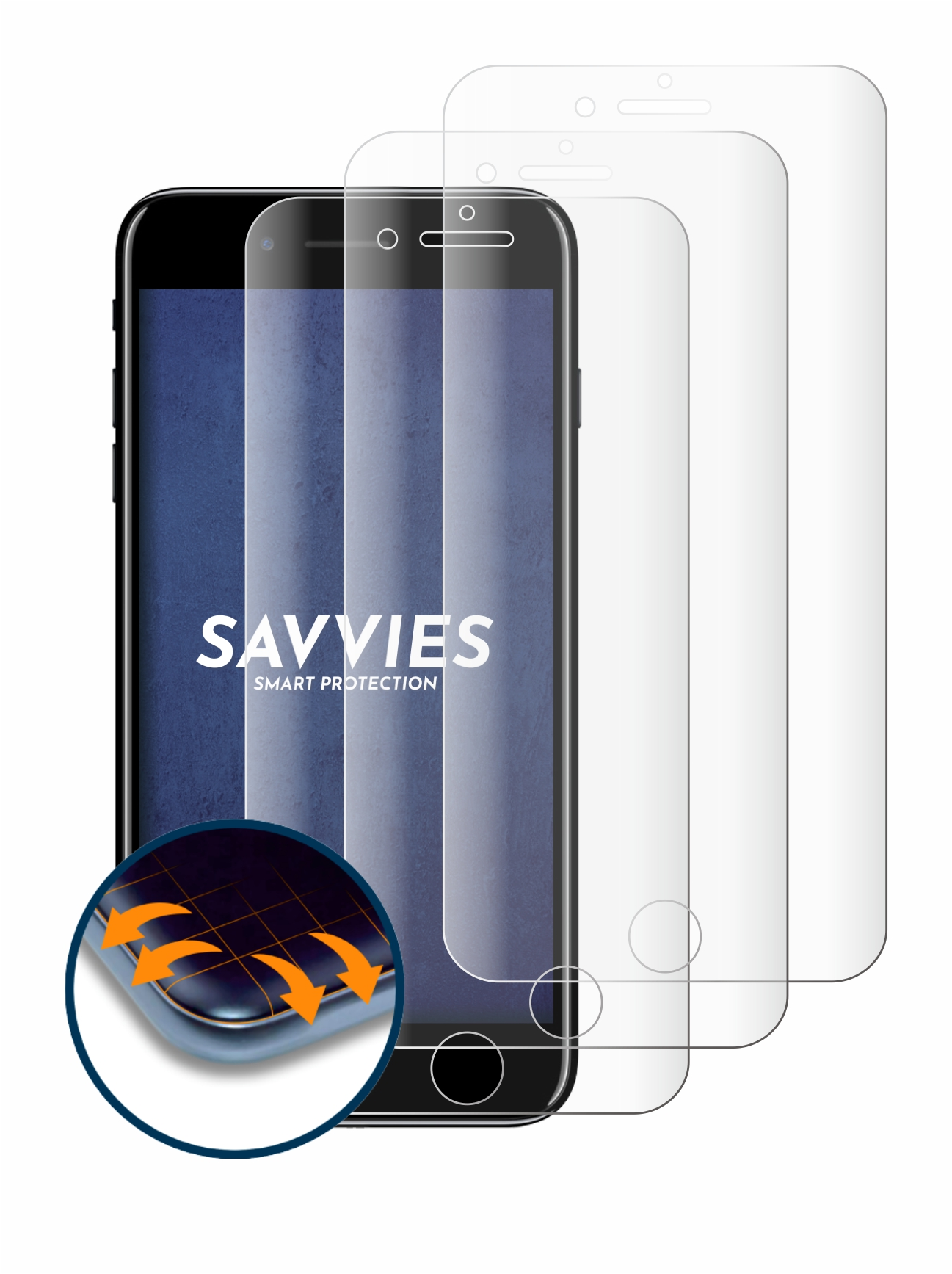 7 Plus) Schutzfolie(für SAVVIES 3D 4x Apple Curved iPhone Flex Full-Cover