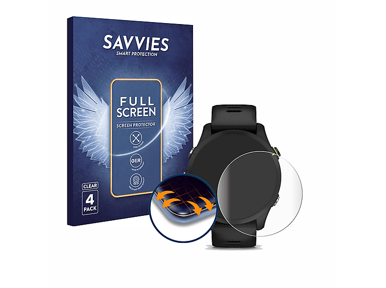 SAVVIES 4x Curved Garmin Flex Forerunner 255) 3D Full-Cover Schutzfolie(für
