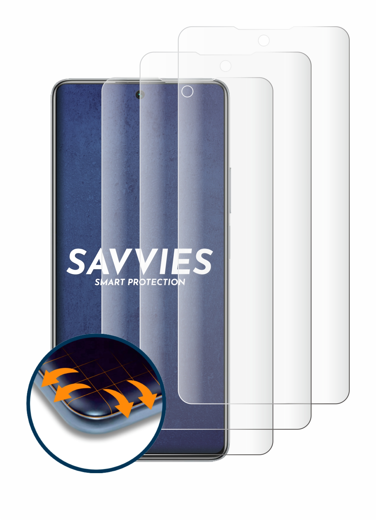 SAVVIES 4x Xiaomi Flex Full-Cover Curved 11T Schutzfolie(für 3D Pro)