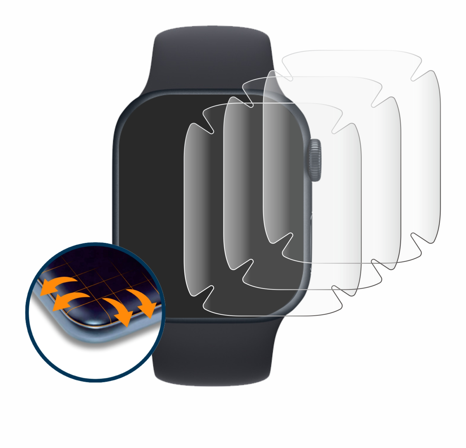 SAVVIES 4x Flex Series 3D (41 Watch 7 Schutzfolie(für Apple Curved mm)) Full-Cover