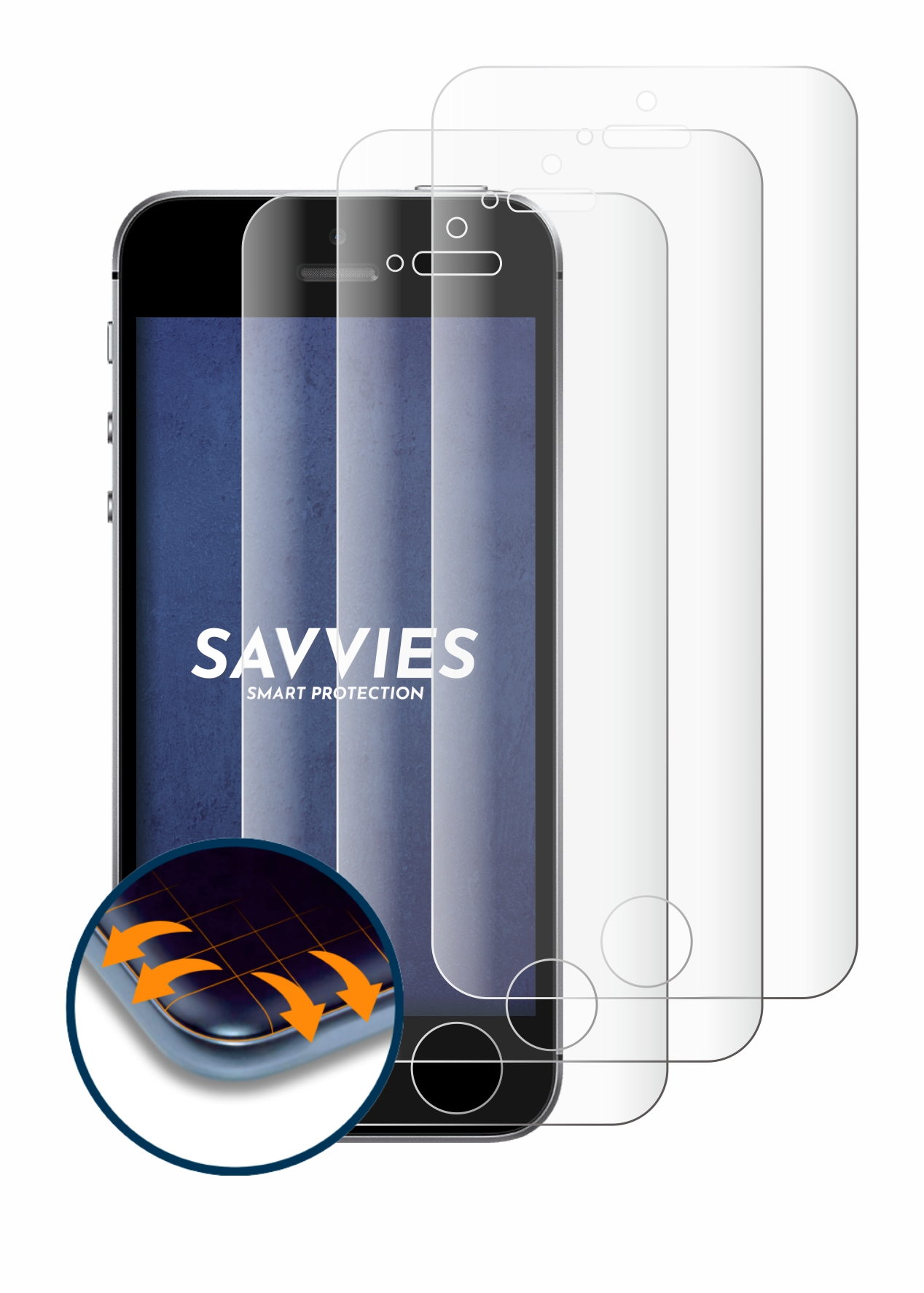 Apple Curved Schutzfolie(für Full-Cover 4x iPhone 3D 2016) Flex SE SAVVIES