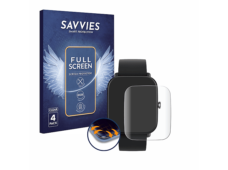 SAVVIES 4x Flex Full-Cover 3D Curved Schutzfolie(für Huami Amazfit Bip U Pro)